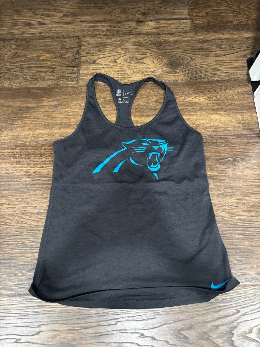 Nike Women’s Black Racerback Tank Top with Teal Panthers Logo